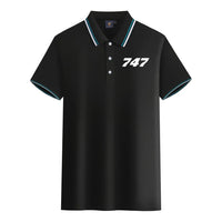 Thumbnail for Boeing 747 Flat Text aviation design printed on soft cotton stylish polo shirt.