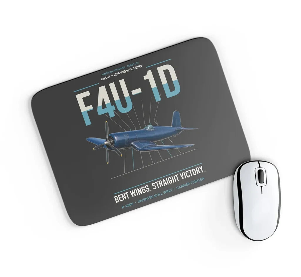 F4U-1D Corsair design on black rectangle mouse pad