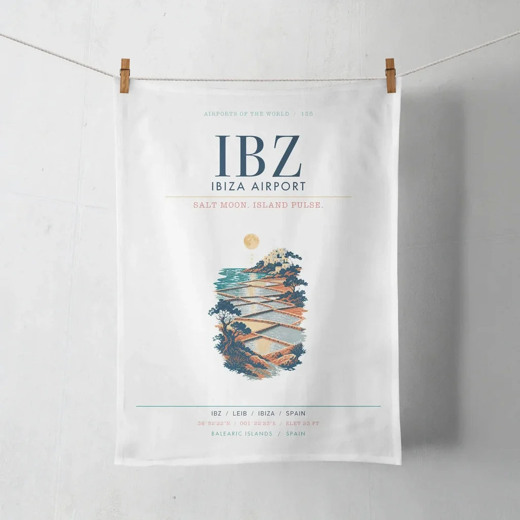 Ibiza Airport (IBZ) design on white towel