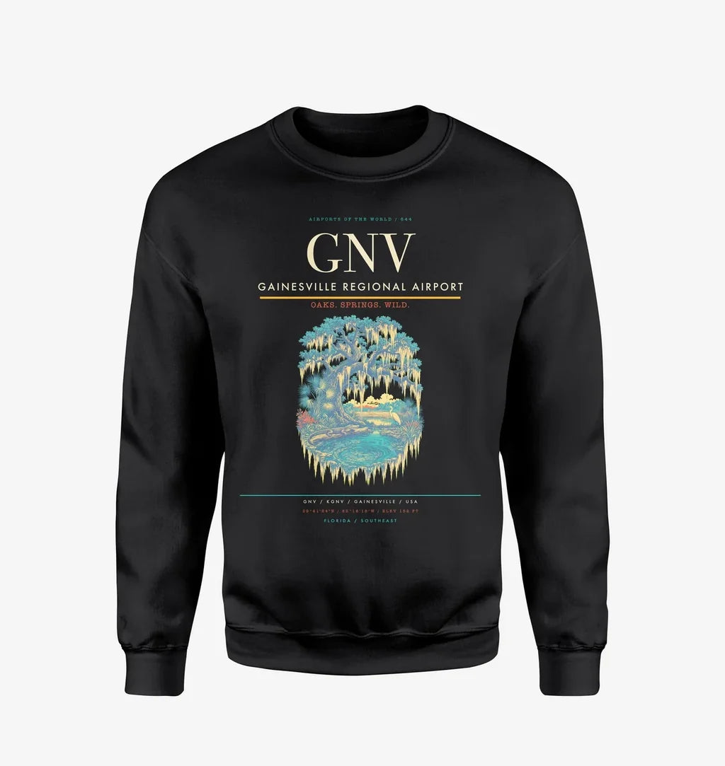 Gainesville Regional Airport (GNV) design on black sweatshirt