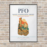 Thumbnail for Paphos International Airport PFO vertical canvas print - framed - white background