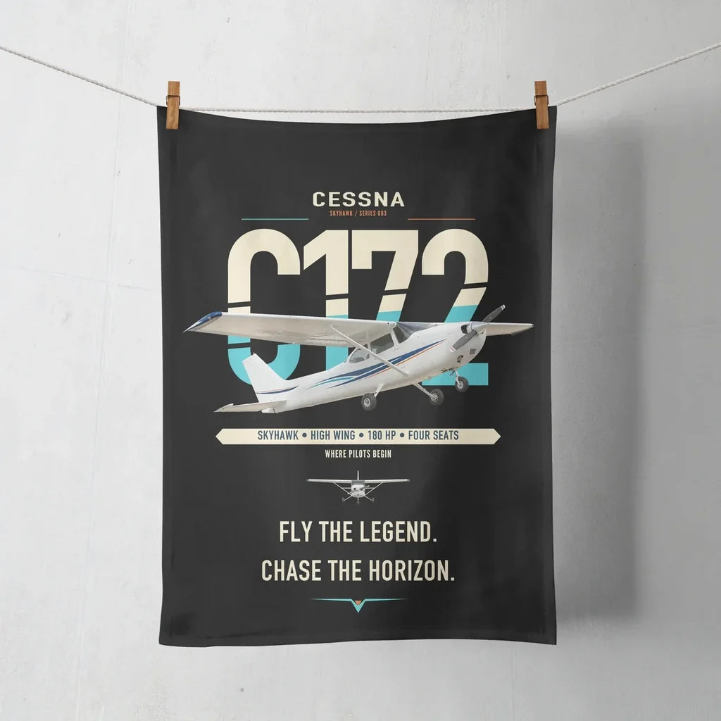 Cessna 172 Skyhawk design on black towel
