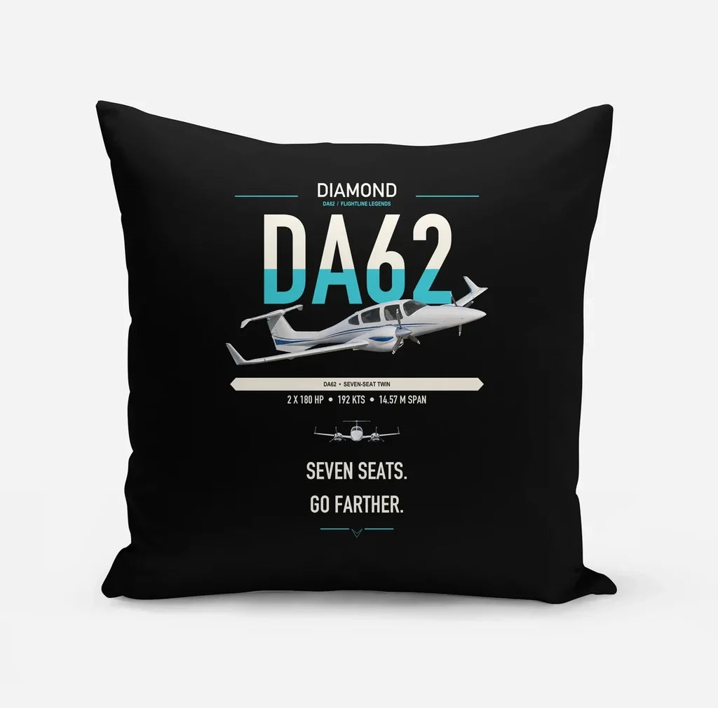 Diamond DA62 design on black pillow