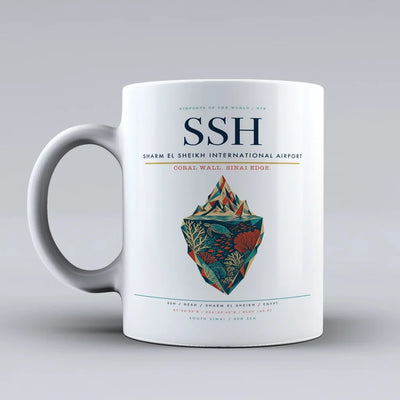 El Sheikh International Airport SSH Mug design on white sharm