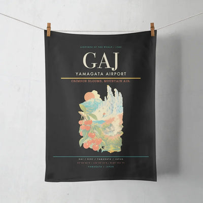Yamagata Airport (GAJ) design on black towel