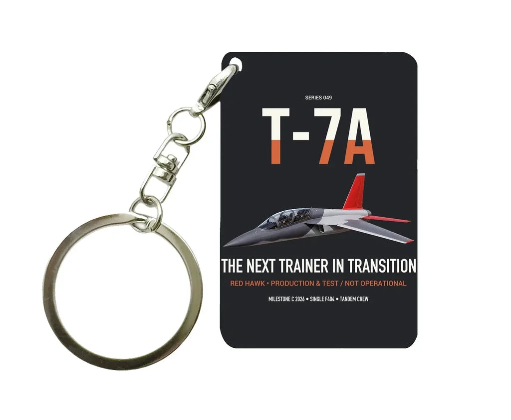 T-7A Red Hawk design on black designed key chain, double-side print
