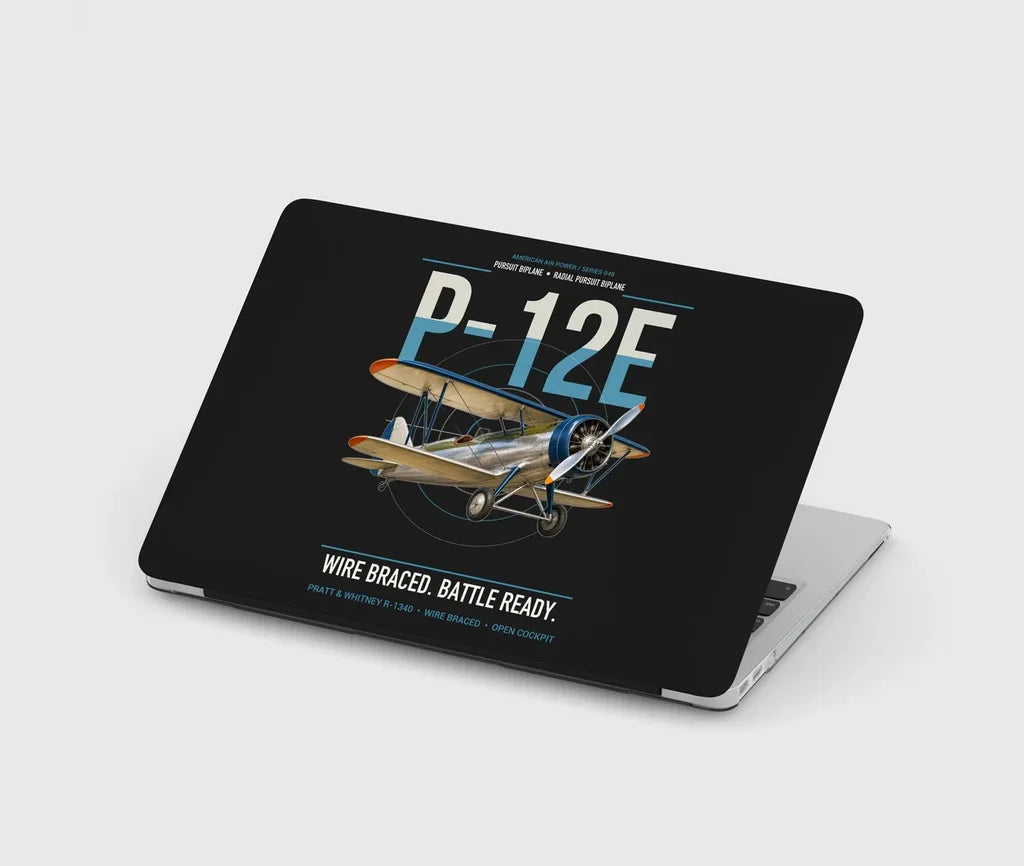 Boeing P-12E design on black MacBook case