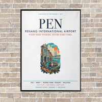 Thumbnail for Penang International Airport PEN vertical canvas print - framed - white background