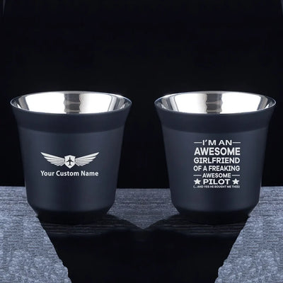 I am an Awesome Girlfriend aviation design on double-wall coffee mug, vacuum-insulated double-wall.