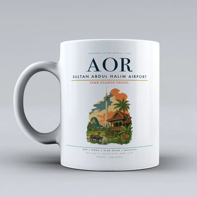 Sultan Abdul Halim Airport (AOR) airport code design on white ceramic mug