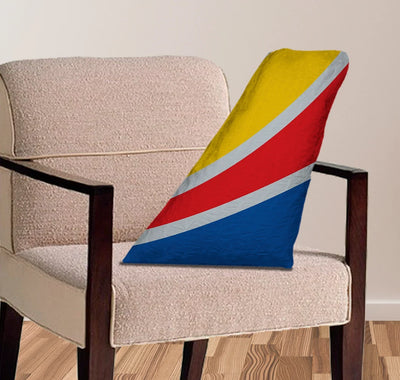 New Southwest Airline aviation design on soft polyester filling aircraft tail pillow.
