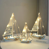 Thumbnail for Side view of Conch LED Nautical Wooden Sailboat Model Ornament aviation model ship in diecast metal or wood with detailed par.