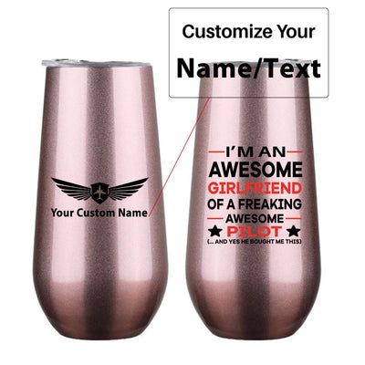 I am an Awesome Girlfriend 6oz Egg aviation design on 6oz egg cup, compact 6oz ceramic.