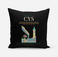 Thumbnail for Cheyenne Regional Airport (CYS) design on black pillow
