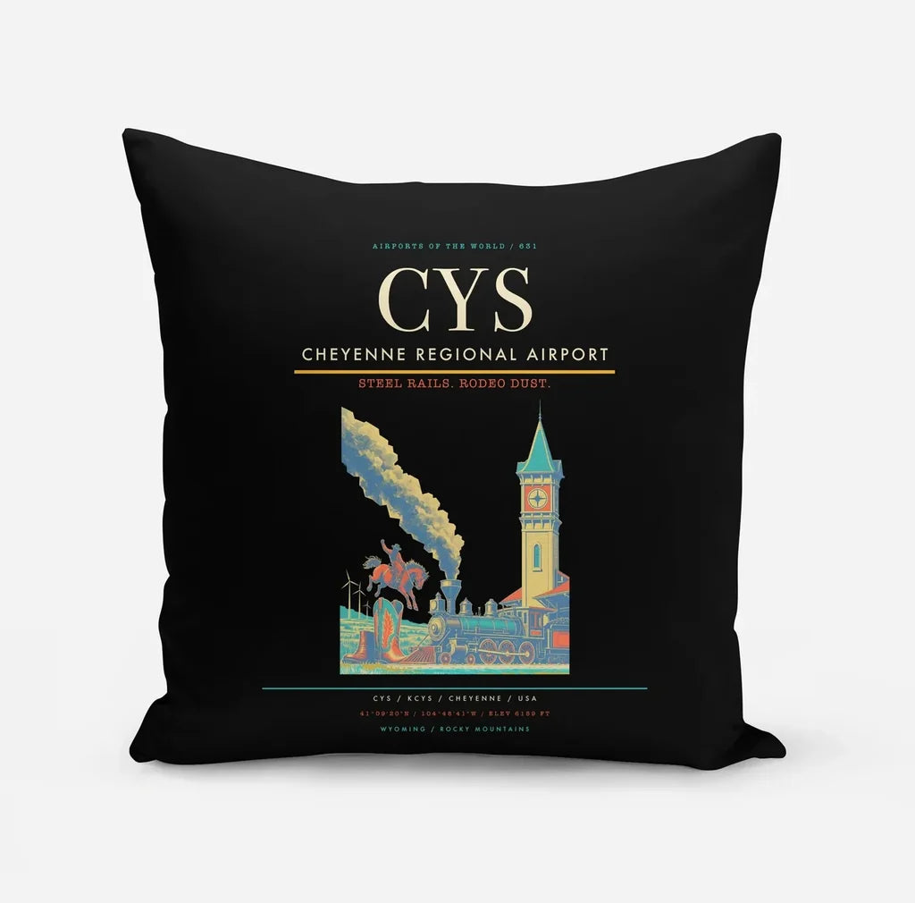 Cheyenne Regional Airport (CYS) design on black pillow