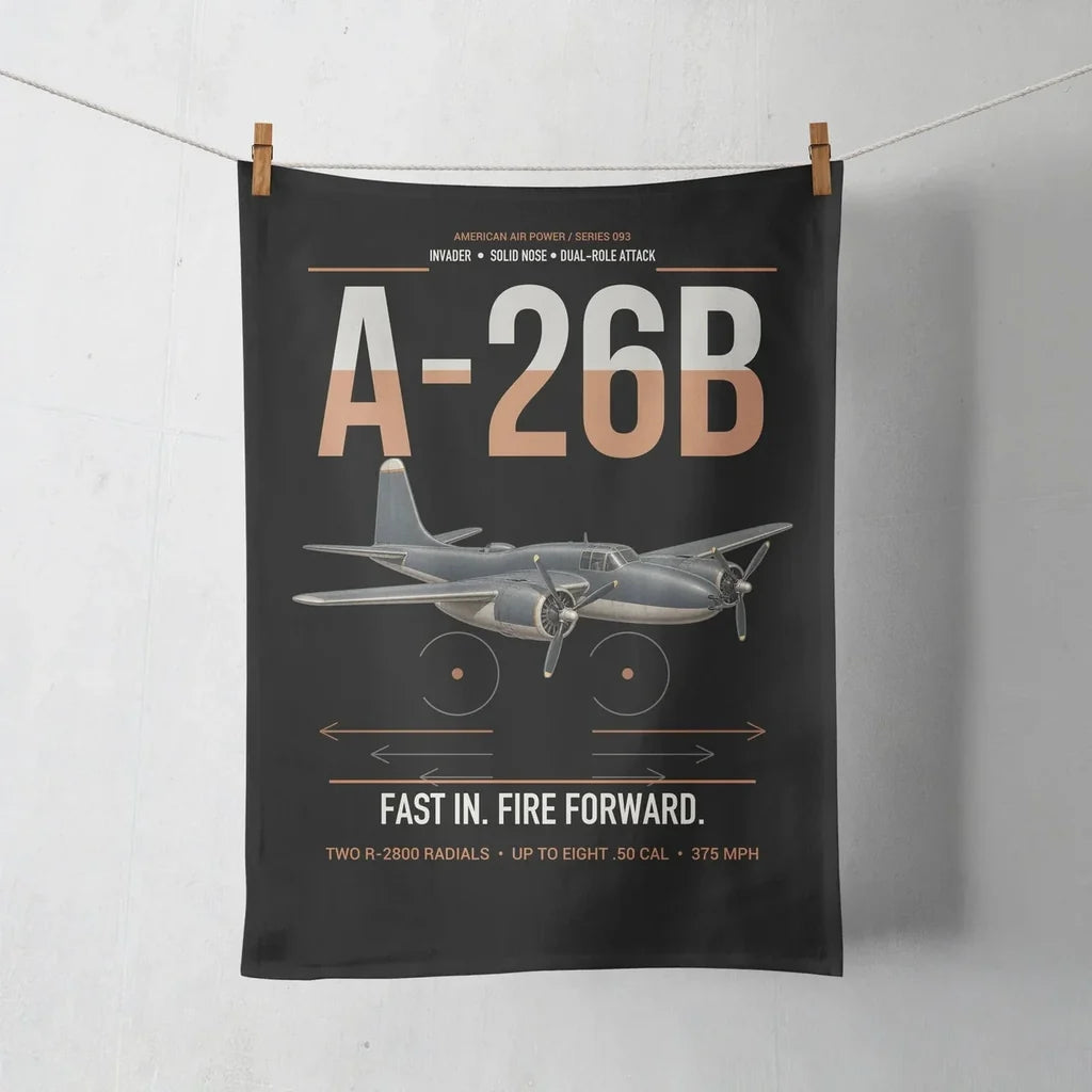 A-26B Invader design on black towel