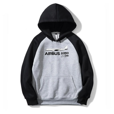 The Airbus A350 WXB aviation design on colourful cotton blend colourful hoodie.