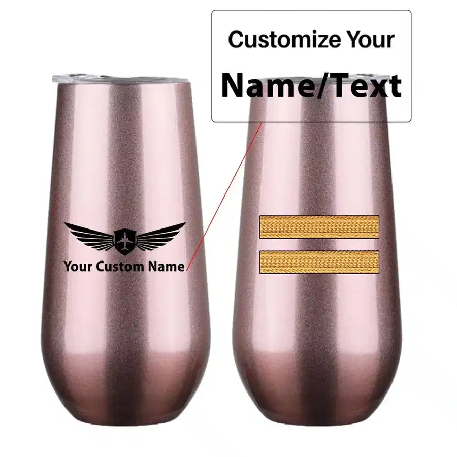 Golden 2 Lines 6oz Egg aviation design on 6oz egg cup, compact 6oz ceramic.