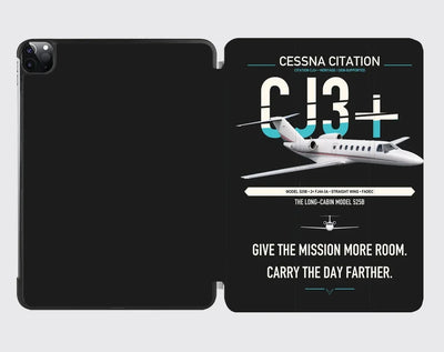 Cessna Citation CJ3+ design on black ipad tablet case