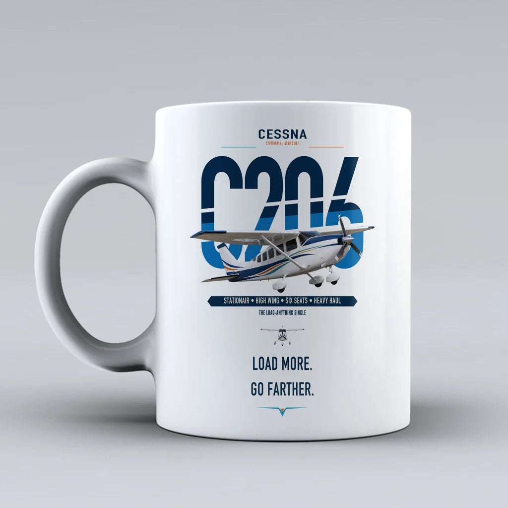 Cessna 206 Stationair design on white ceramic mug, double-side print