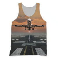 Thumbnail for Aircraft Departing from RW30 aviation design on breathable cotton 3D-printed tank top.