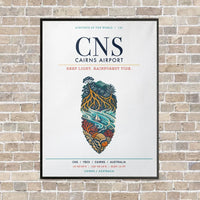 Thumbnail for Cairns Airport CNS vertical canvas print - framed - white background