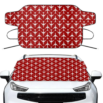 Perfectly Sized Seamless Airplanes Red Car aviation design on car windshield cover.