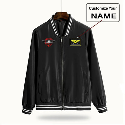 Born To Fly aviation design printed on lightweight shell with windproof finish thin spring jacket.