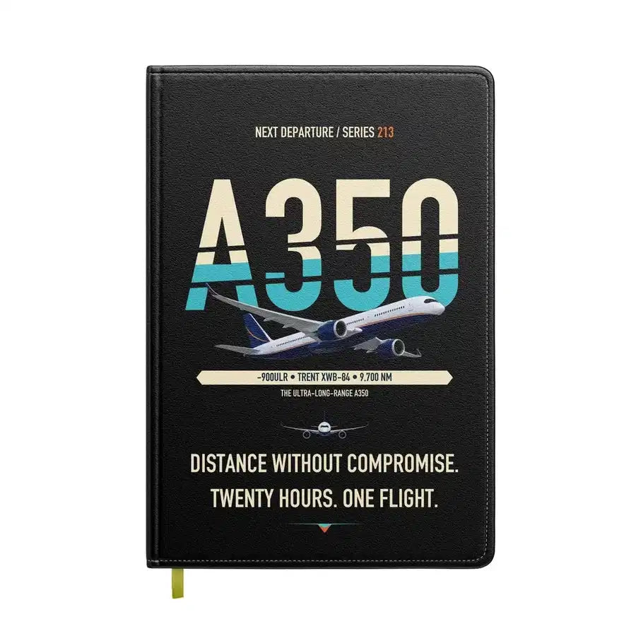 Airbus A350-900ULR design on black notebook
