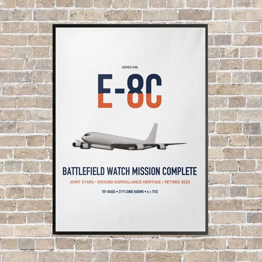 E-8C Joint STARS vertical canvas print - framed - white background