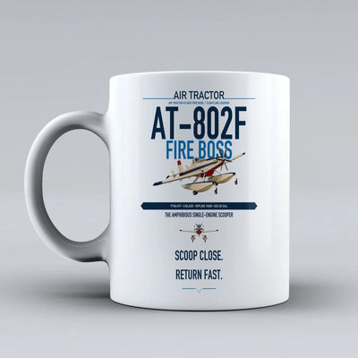 Air Tractor AT-802F Fire Boss design on white ceramic mug, double-side print