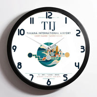 Thumbnail for Tijuana International Airport (TIJ) design on white framed wall clock