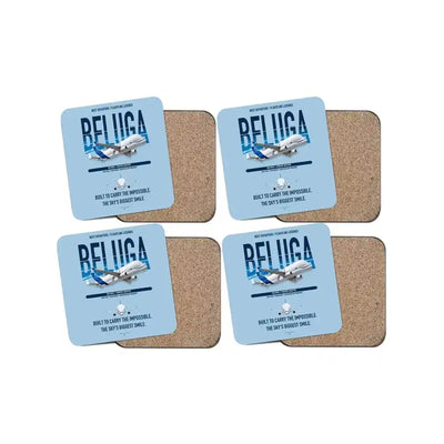 Airbus BelugaXL / A330-743L design on light blue 4 pieces set coaster