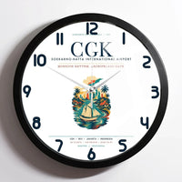 Thumbnail for Jakarta Soekarno-Hatta International Airport (CGK) design on white framed wall clock