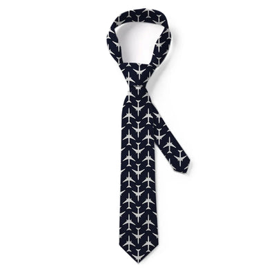 Perfectly Sized Seamless Airplanes Dark Blue aviation design on premium silk blend tie.