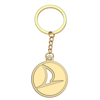 Turkish Airlines aviation hollow key chain in polished alloy.