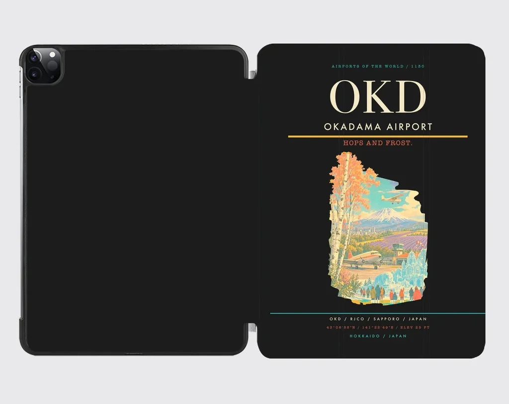 Okadama Airport (OKD) design on black ipad tablet case