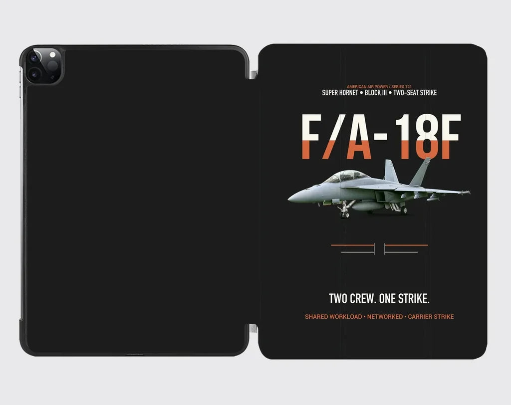 F-A-18F Super Hornet Block III Two Crew One Strike design on black ipad tablet case