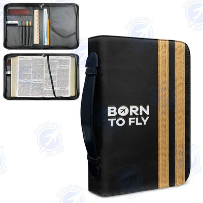 Born To Fly & Pilot Epaulettes (2 Lines) aviation design PU accessories bag, PU faux leather construction.