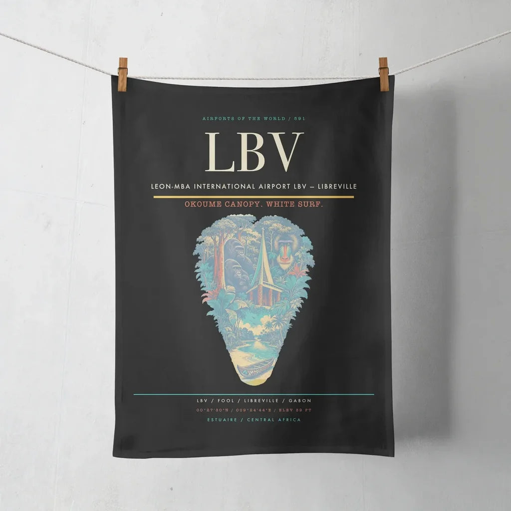 Leon-Mba International Airport (LBV) design on black towel