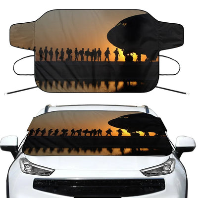 Band of Brothers Theme Soldiers Car aviation design on car windshield cover.