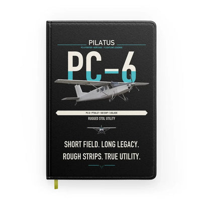 Pilatus PC-6 Porter design on black notebook
