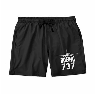 Boeing 737 & Plane aviation design on quick-dry polyester swim trunks.