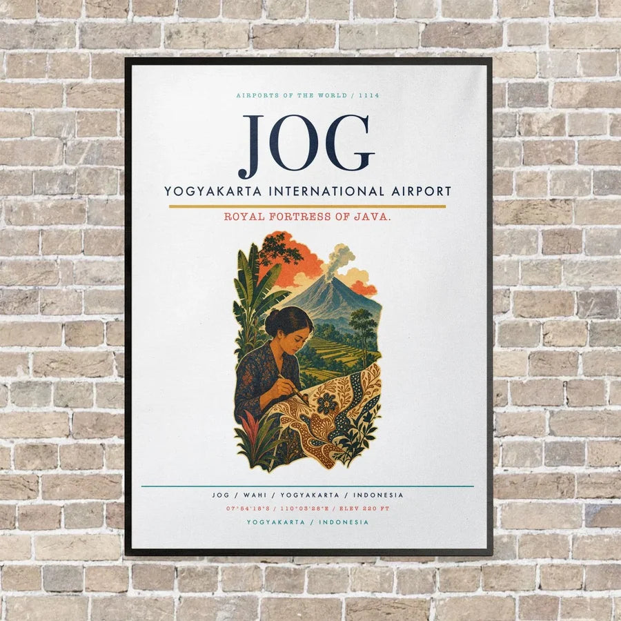 Yogyakarta International Airport JOG vertical canvas print - framed - white background