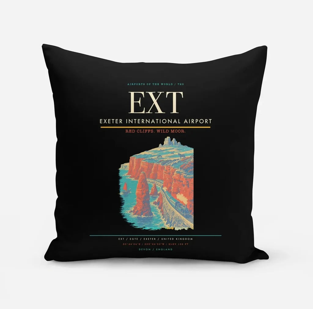 Exeter International Airport (EXT) design on black pillow
