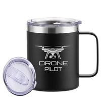 Thumbnail for Drone aviation design on laser-engraved mug, permanent laser engraving on stainless.