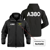 Thumbnail for Airbus A380 Flat Text Military Jackets (Customizable) aviation design printed on heavy cotton shell with field-style pockets.