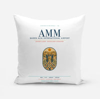 Thumbnail for Queen Alia International Airport (AMM) design on white pillow