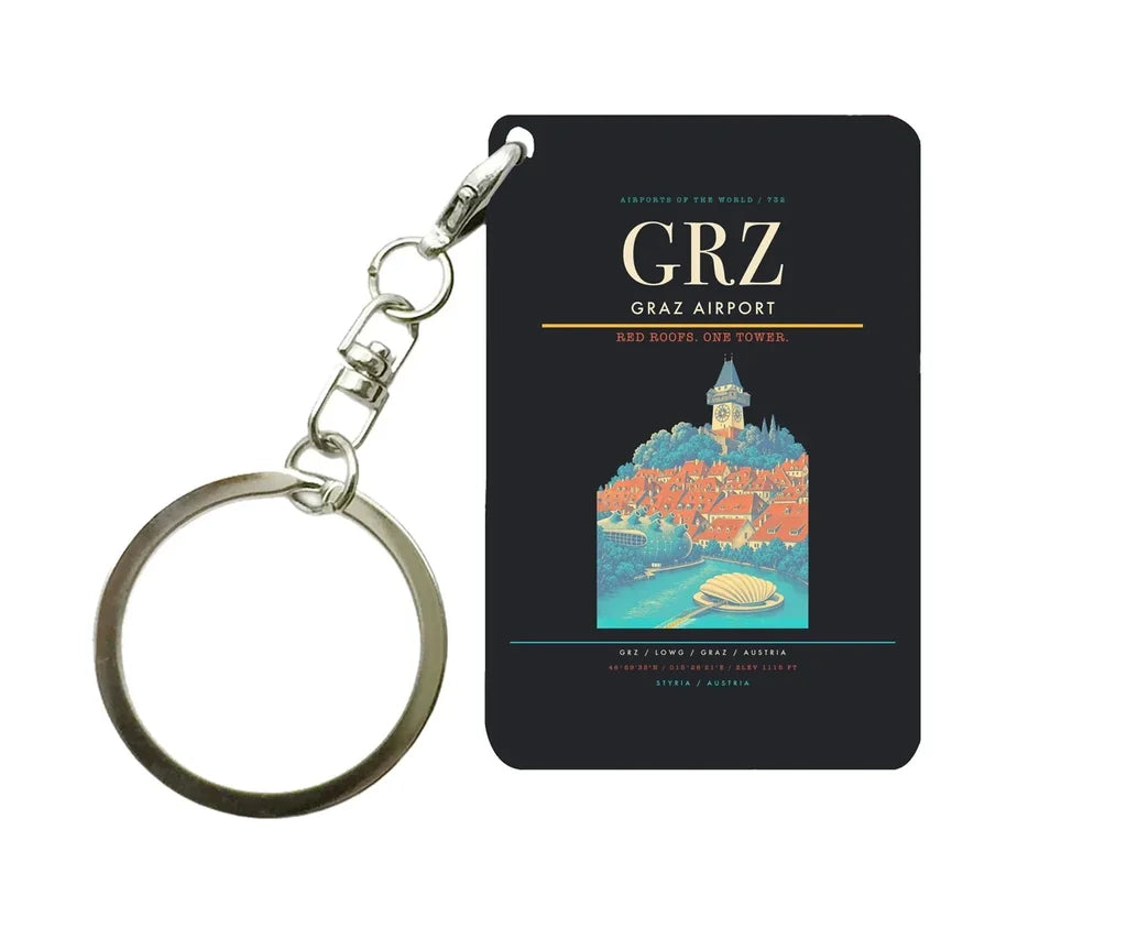 Graz Airport (GRZ) design on black key chain