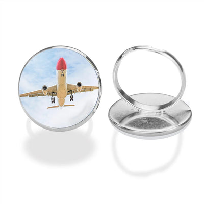 Beautiful Airbus A330 on Approach copy aviation ring in stainless steel.